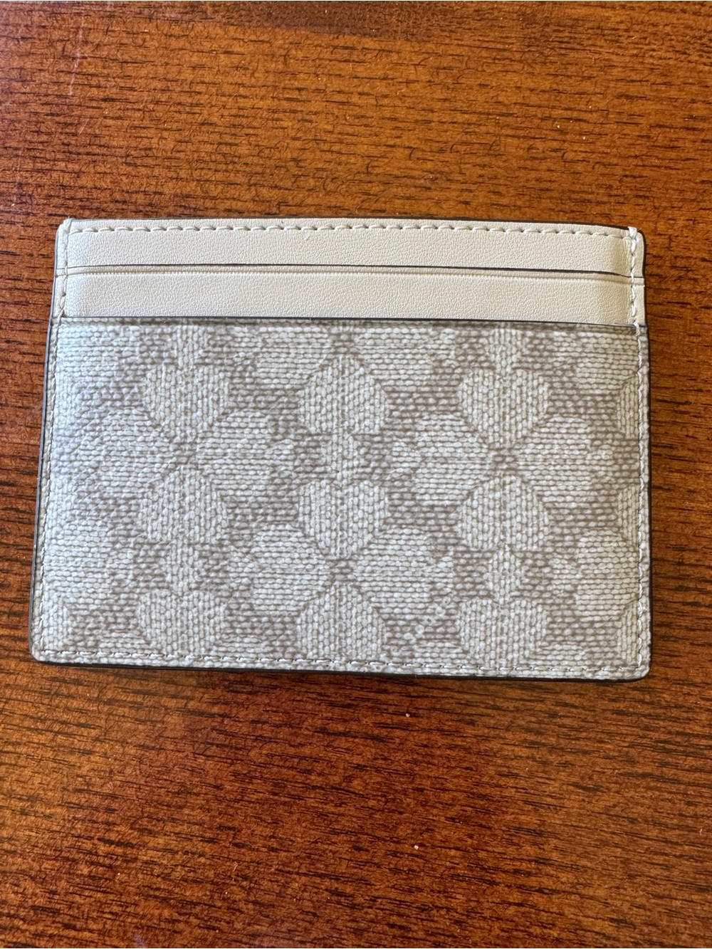 Kate Spade Cream and White Textured Card Case with Gold Logo - Picture 2 of 3